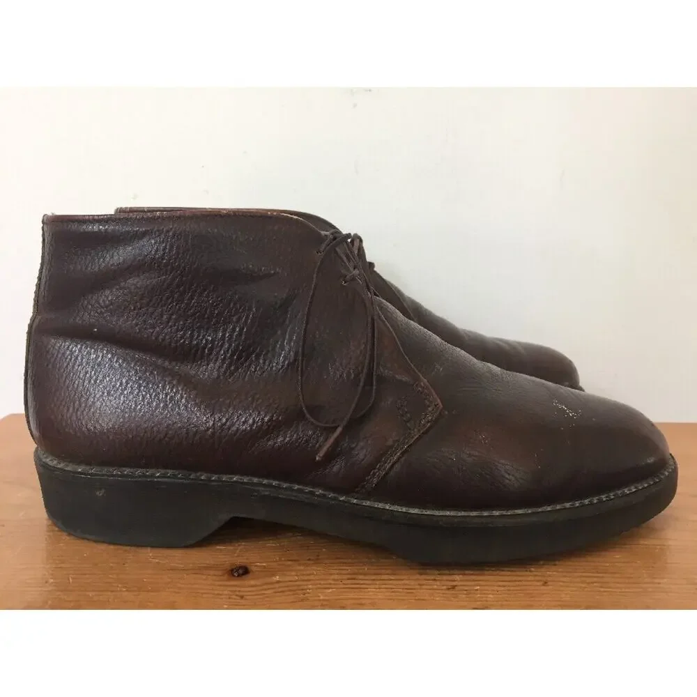 Vtg Forward Thrust Cush-N-Crepe Brown Leather Lace Up Chukka Ankle Boots 8E 41